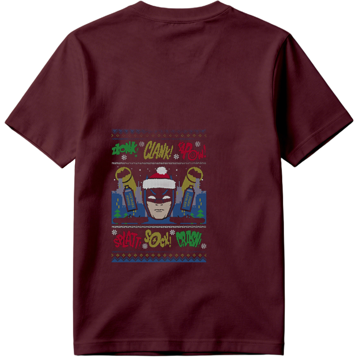 Batman Christmas Sweater with Comic Sound Effects - Tee