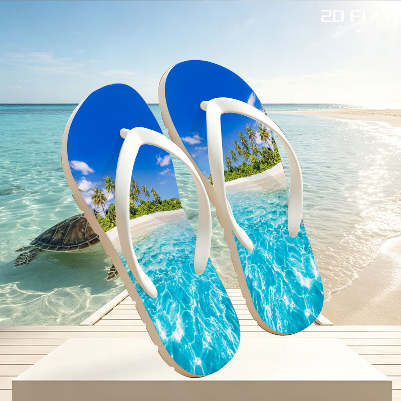 Crystal Clear Waters and Palm Trees on a Tropical Beach -  flip-flops