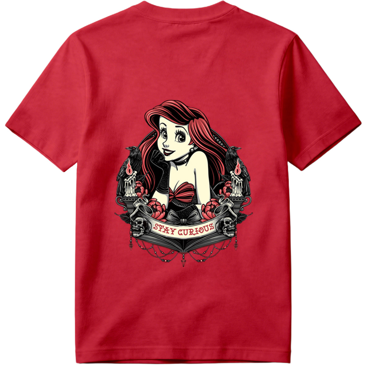 Ariel Stay Curious Gothic Design - Tee
