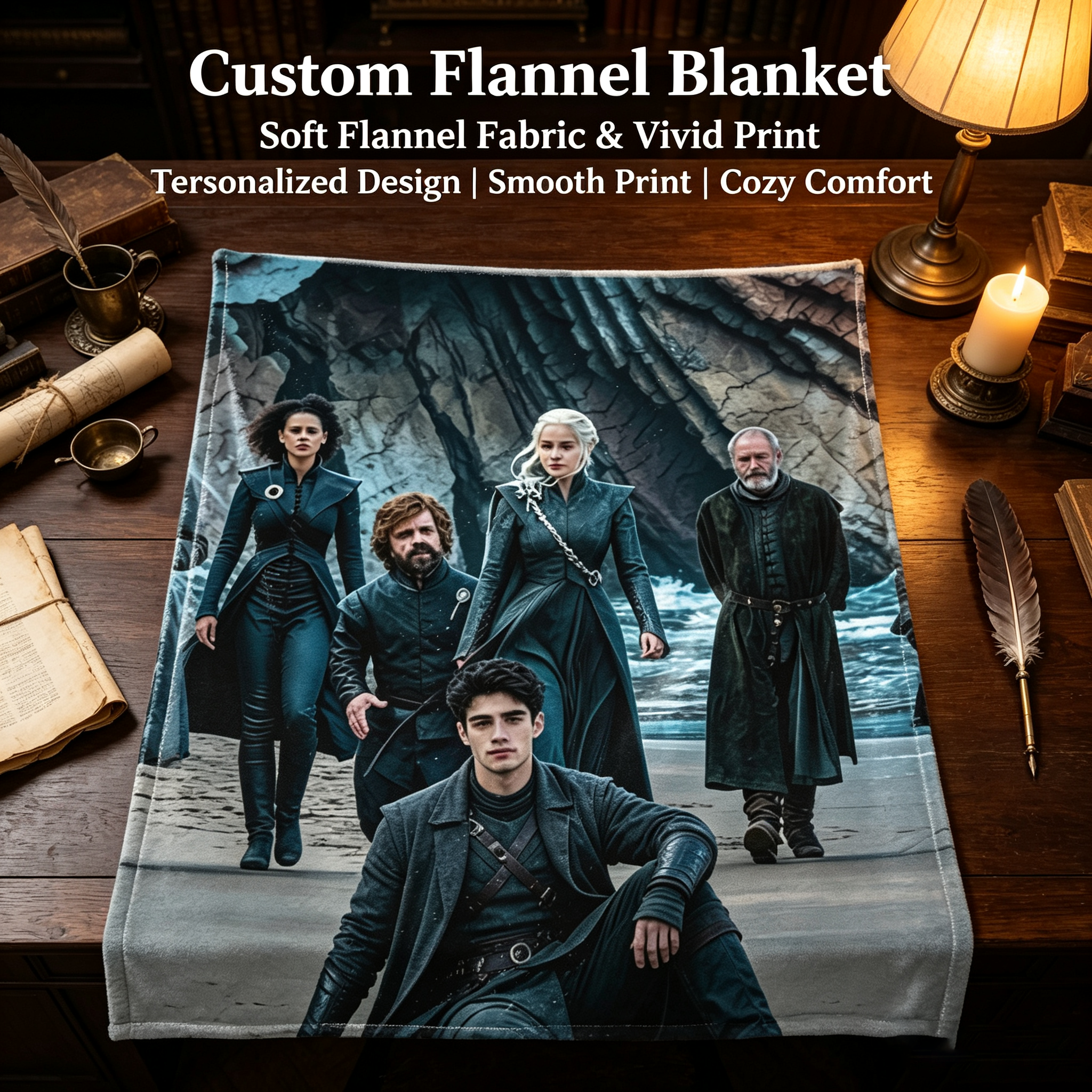 Custom Face Blanket Game of Thrones Characters Flannel Blanket Cozy Living Room or Bedroom Gift for Fans and Collectors