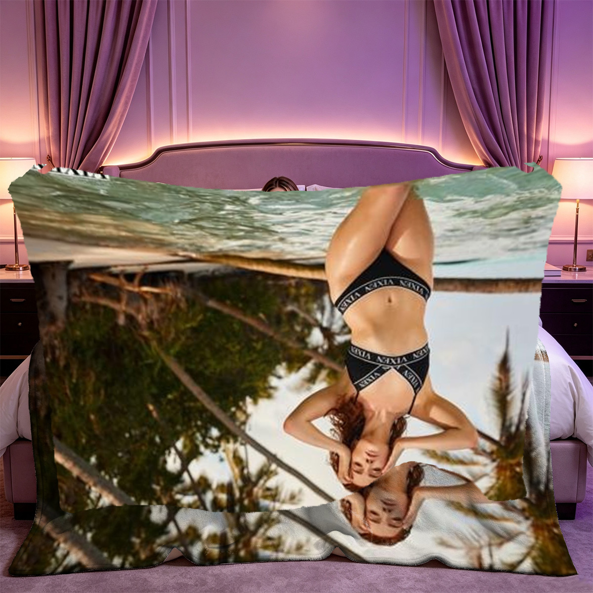 Nude Olivia Culpo Lounging on Outdoor Sofa with Legs Up - Blanket