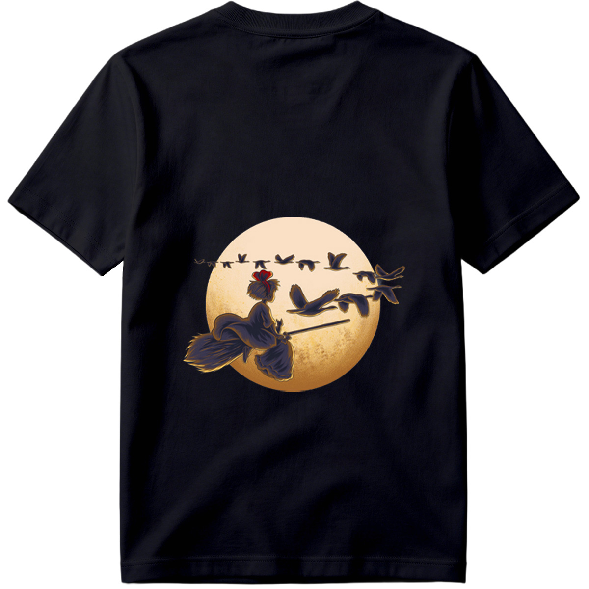 Mulan Flying on a Broomstick with Geese Against the Moon - Tee