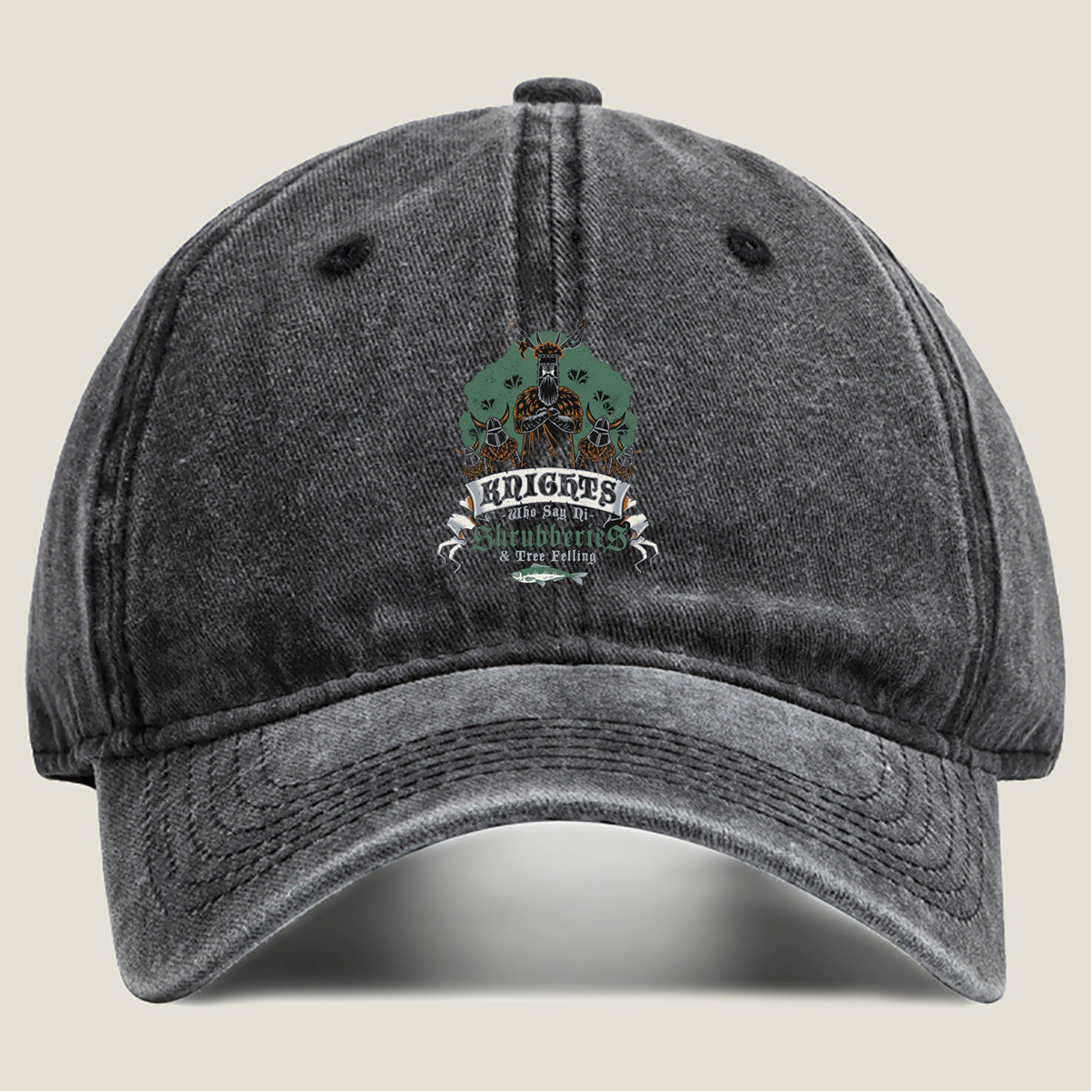 Knights Who Say Ni - Shrubberies & Tree Felling - Washed Denim - Baseball Cap