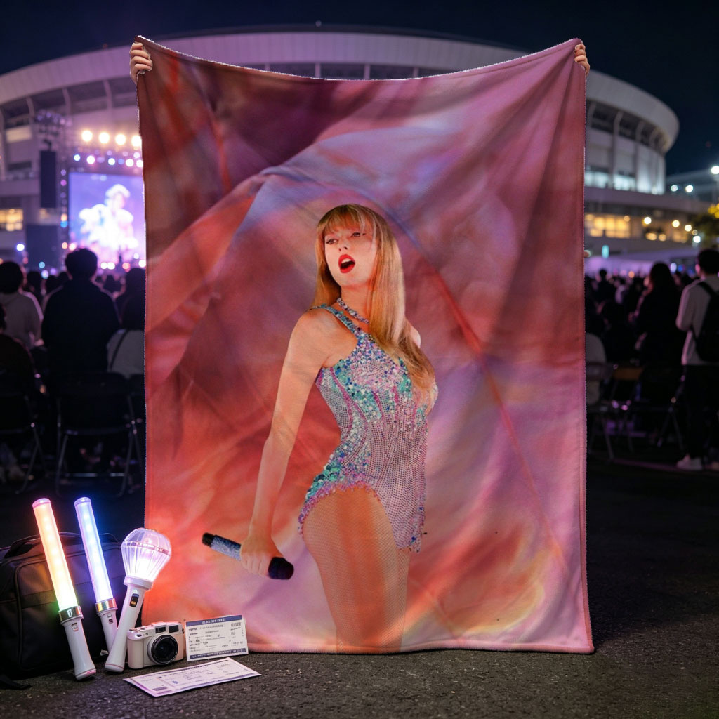 Taylor Swift Performance in a Sparkling Bodysuit on a Vibrant, Dreamlike Stage - Blankets
