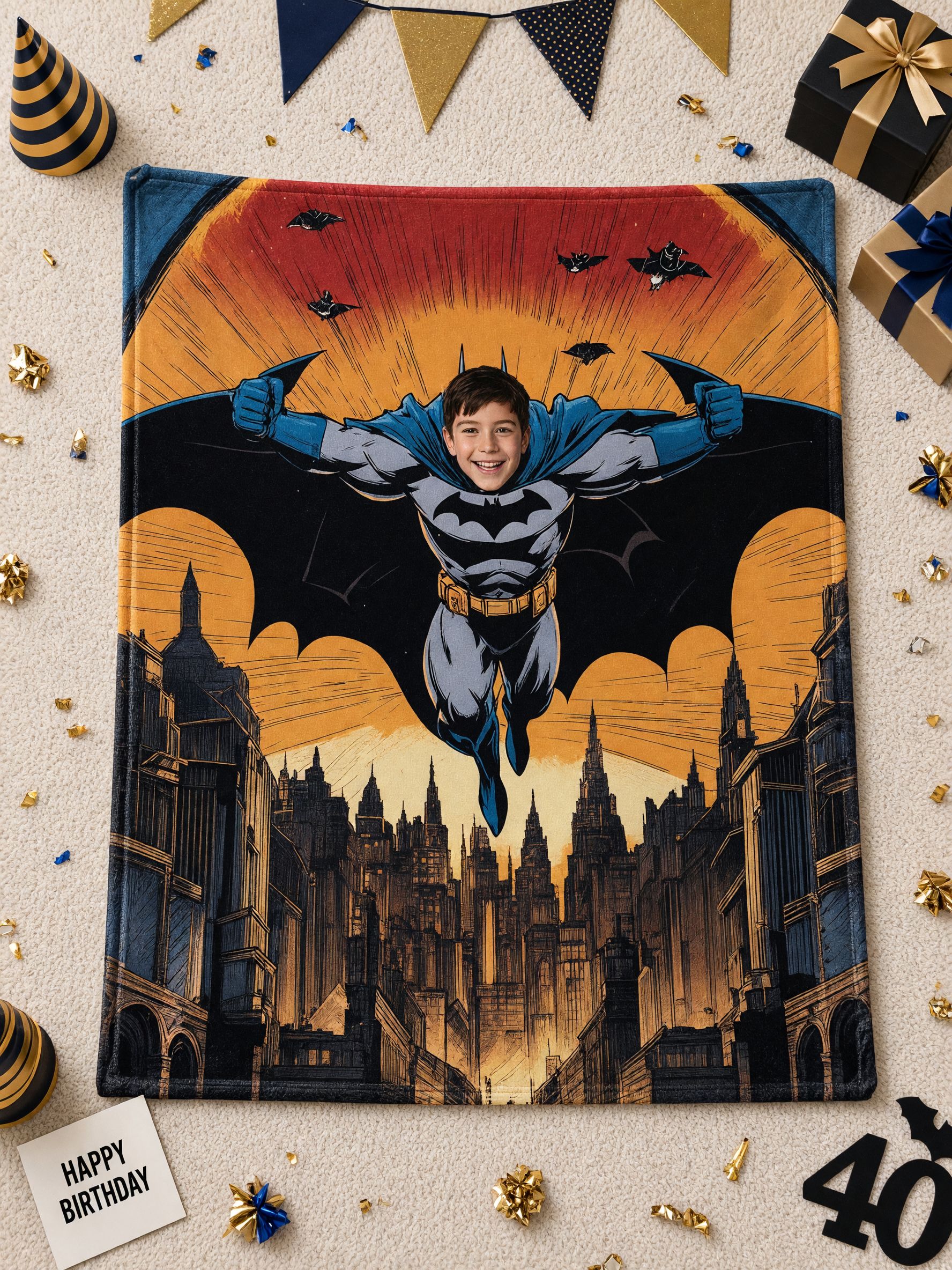 Custom Face Superhero Blanket, Personalized Photo Comic Flannel Throw for Kids and Adults, Cozy Bed Couch Keepsake Gift