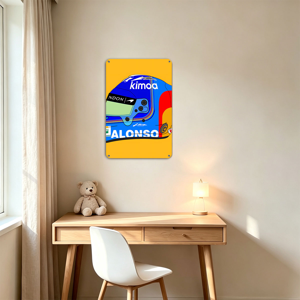 Fernando Alonso Racing Helmet Design Featuring Kimoa and Petrobras Logos - painting