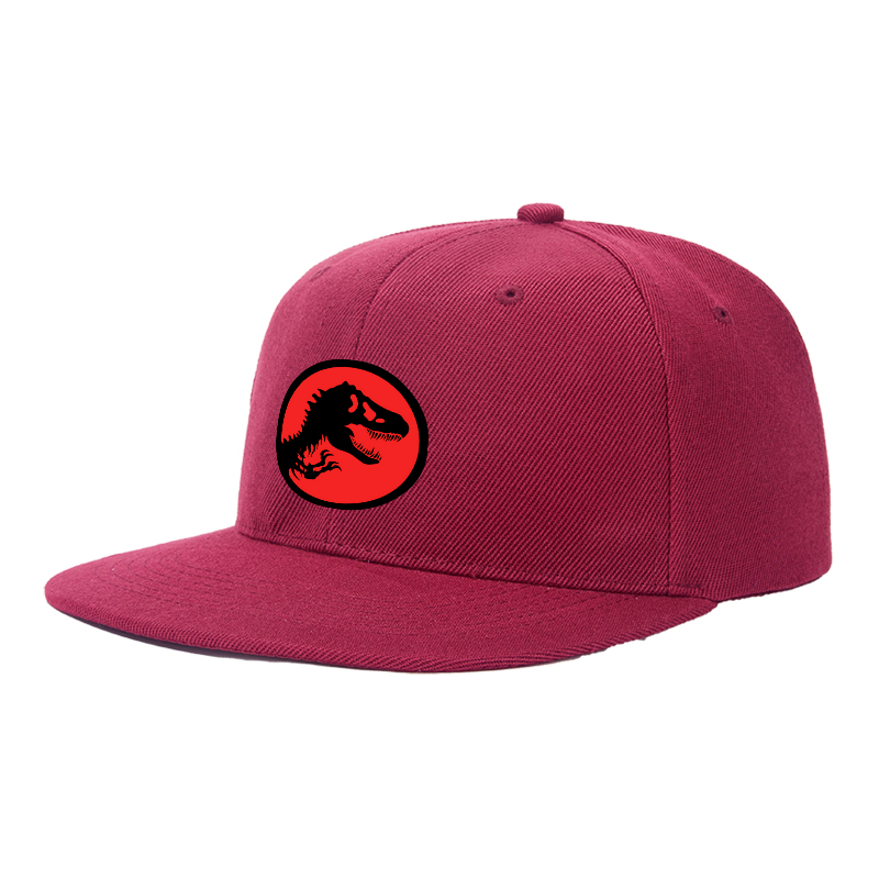 Flat Brim Baseball Cap T Rex Silhouette Red Circle Print Streetwear Underground Skate Style Basketball Court Skate Park Urban Outfit for Skaters Rappers Streetwear Enthusiasts