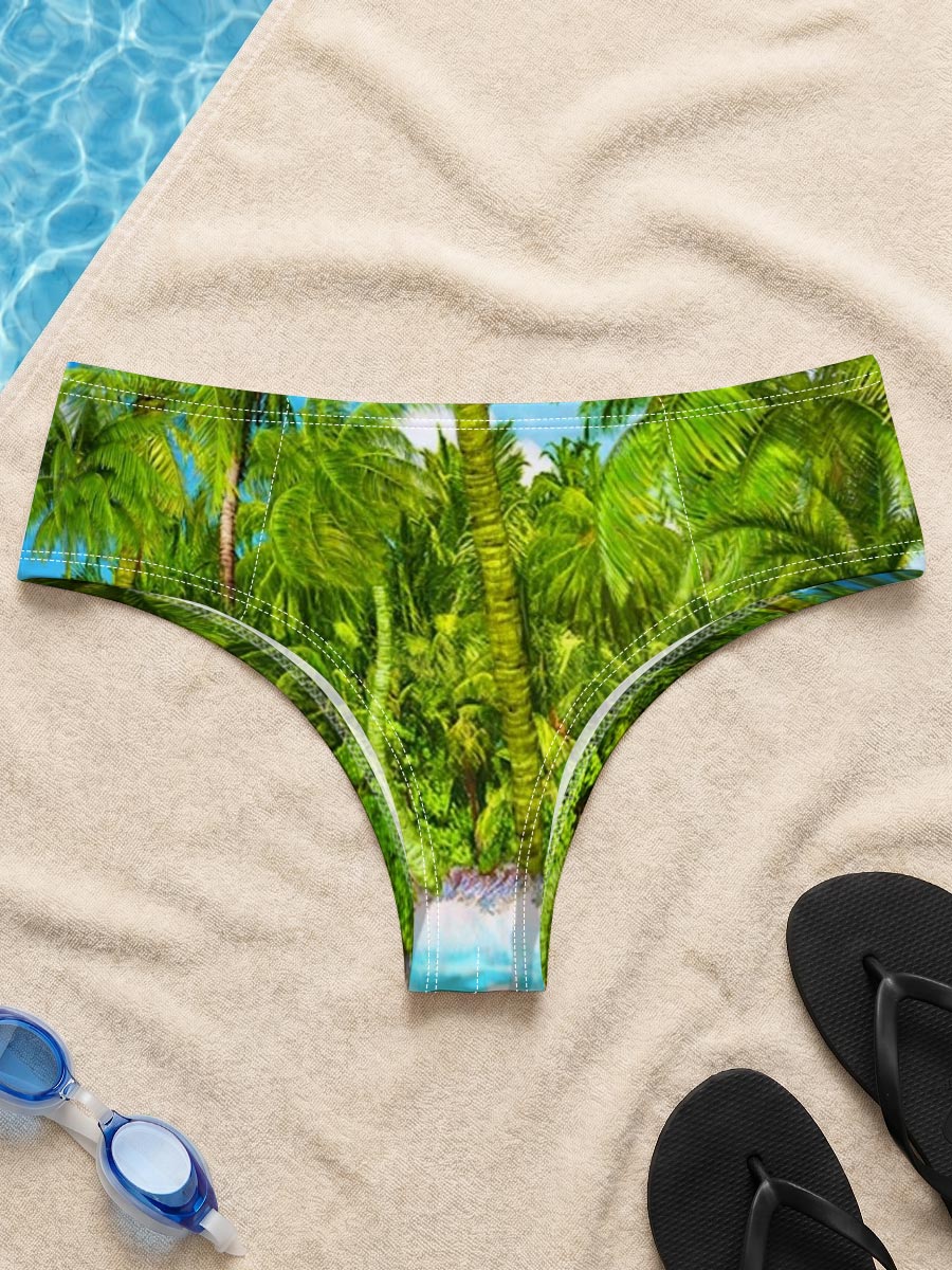 Tropical Paradise with Palm Trees and Crystal Clear Water -  Men's swim trunks
