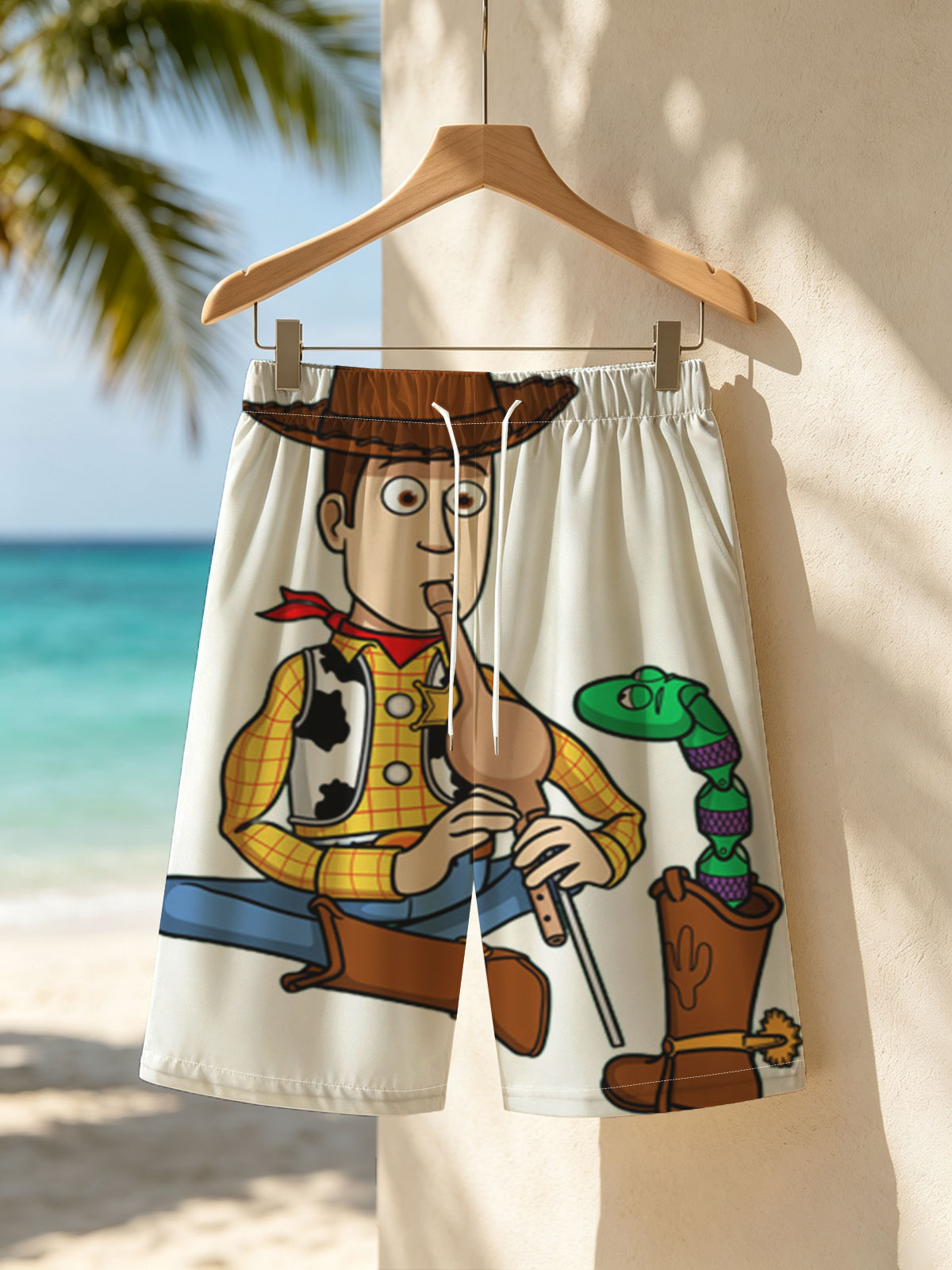 Woody Playing Flute with Snake in Boot -  Beach shorts