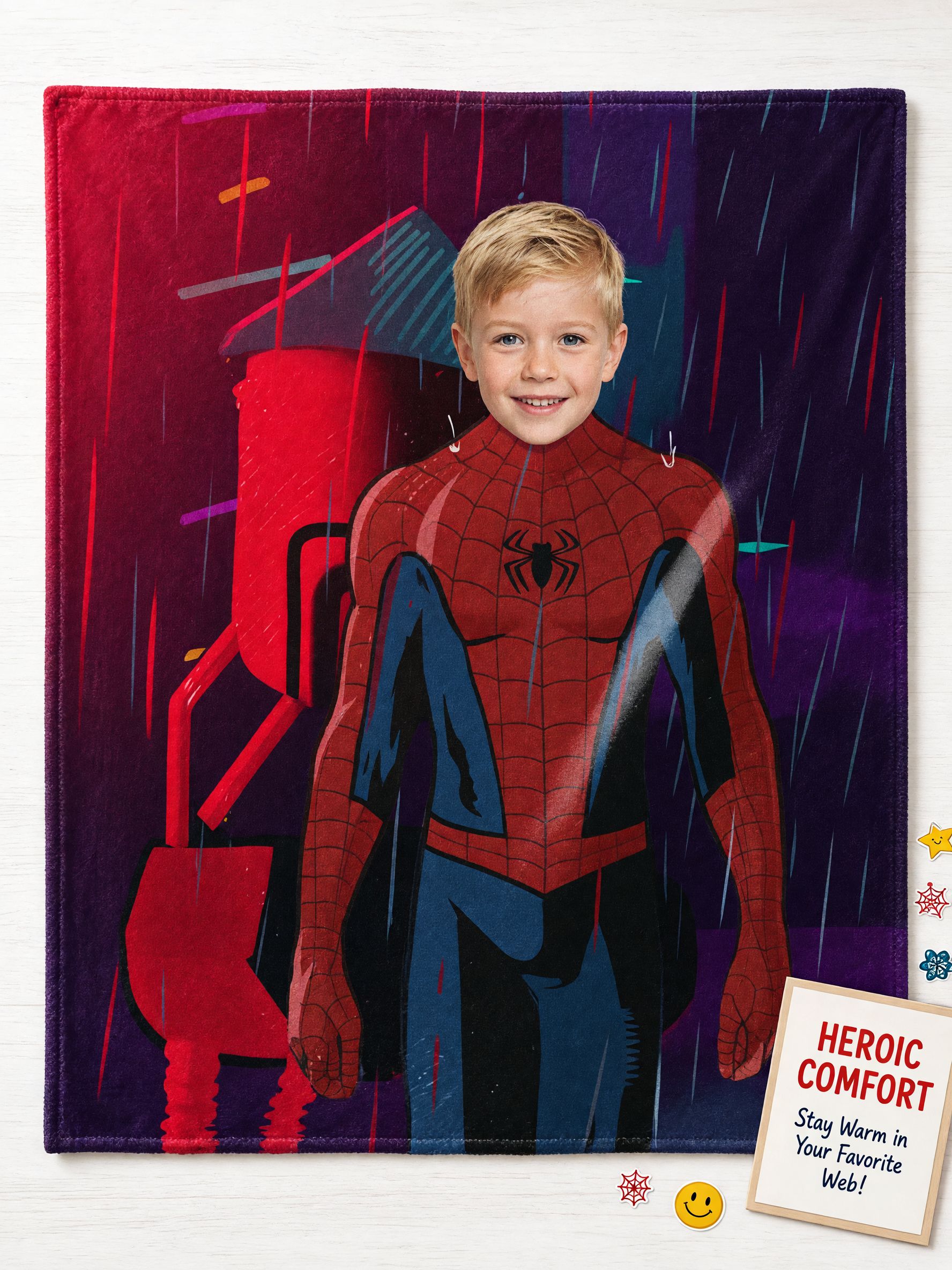 Custom Photo Face Superhero Flannel Fleece Blanket, Ultra Soft Personalized Bed Couch Throw Keepsake Gift for Kids Boys
