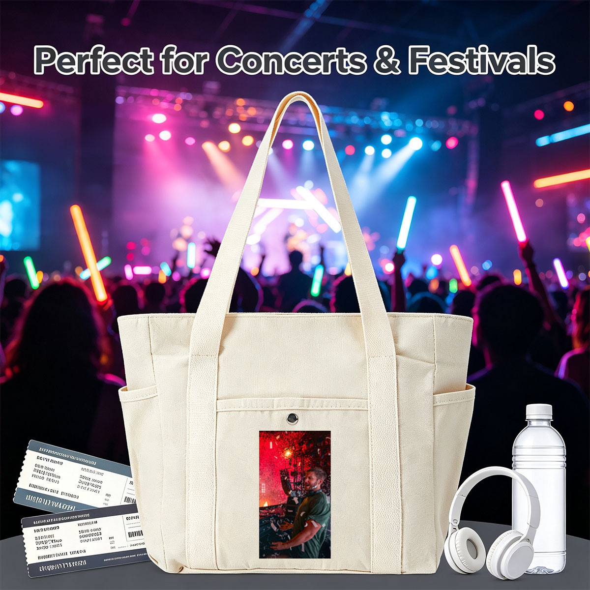Calvin Harris Live Performance with Confetti and Red Lighting Effects - Multi-pocket bags