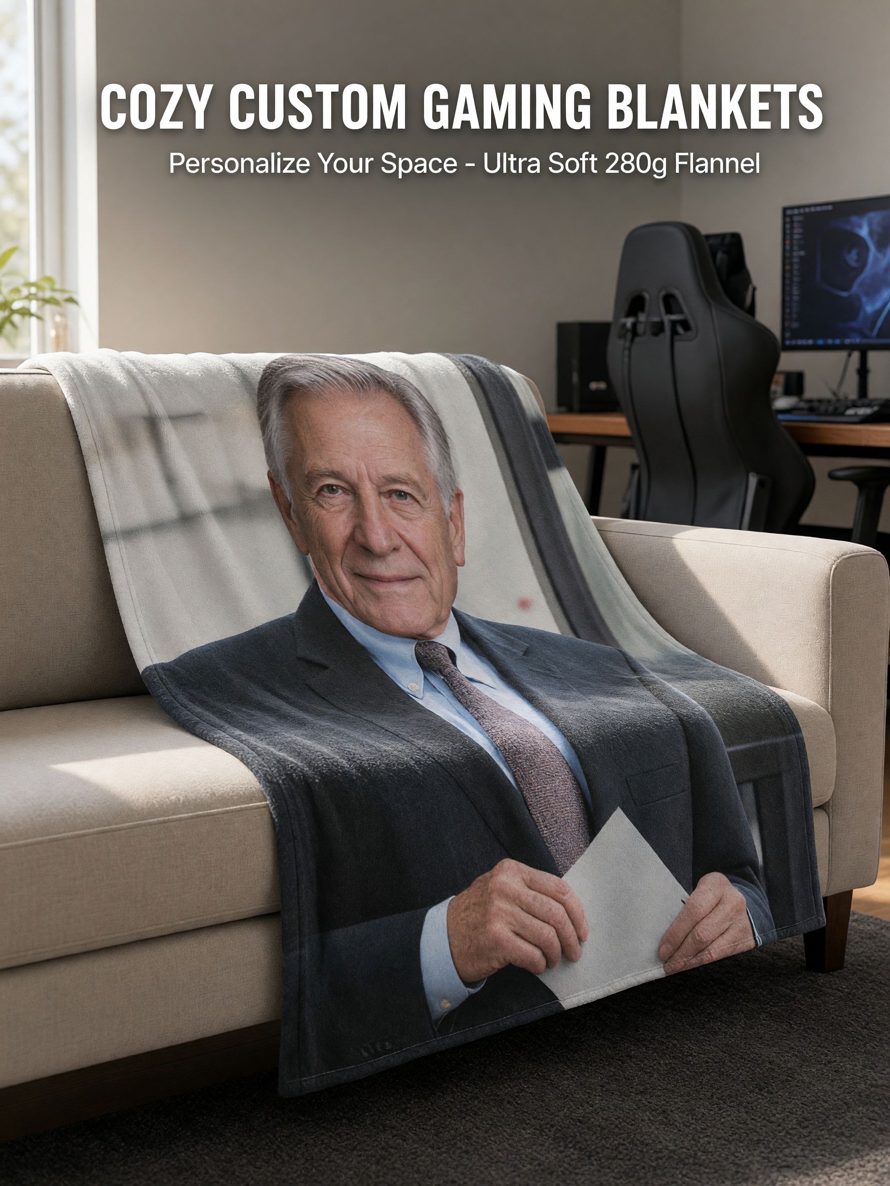 Personalized Custom Photo Blanket Ultra Soft Flannel Portrait Throw Ideal Customized Keepsake Gift for Bed and Couch