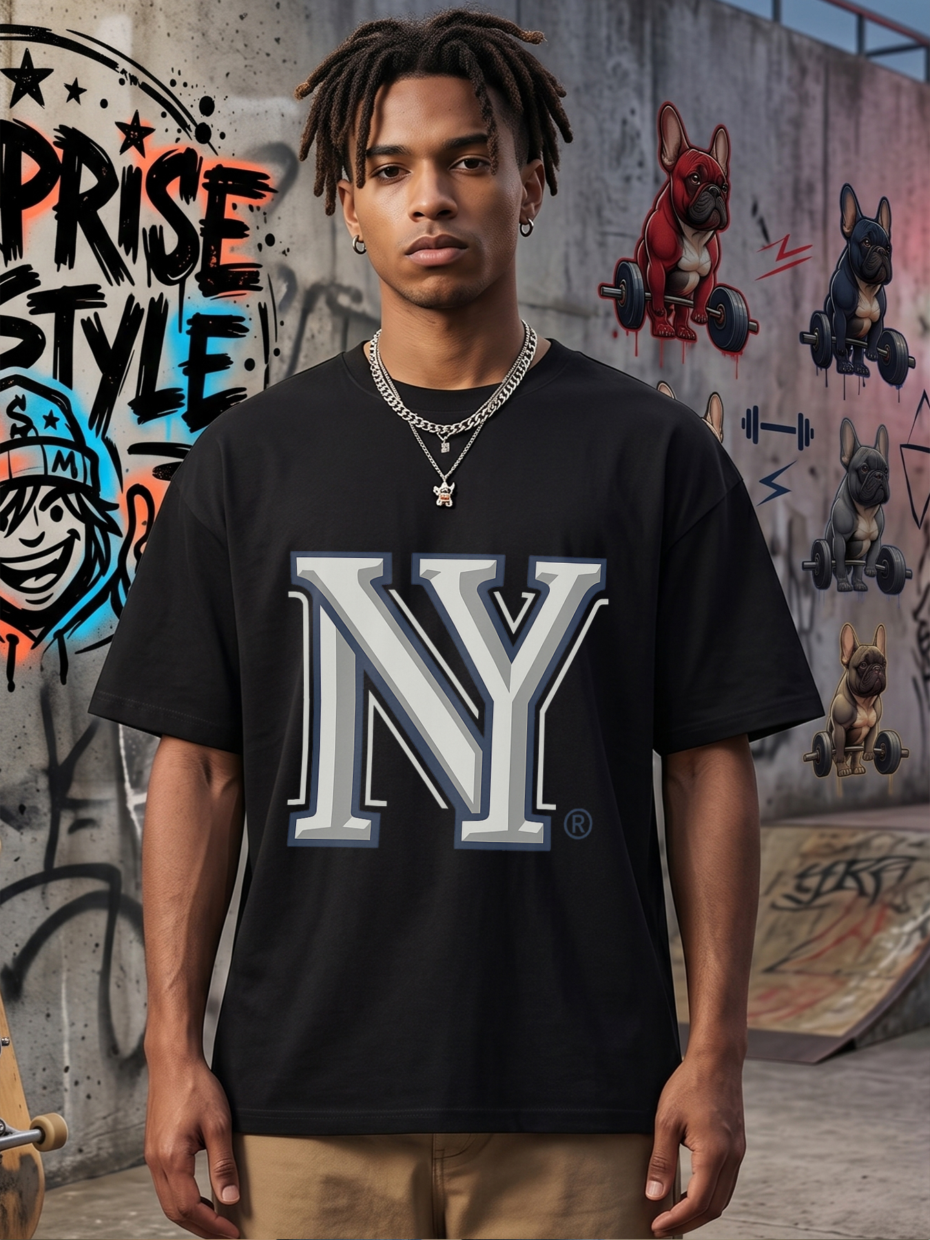 Men's NY Logo Print T-Shirt Casual Round Neck Summer Lightweight Breathable Short Sleeve Tee for Urban Streetwear Fashion Fans