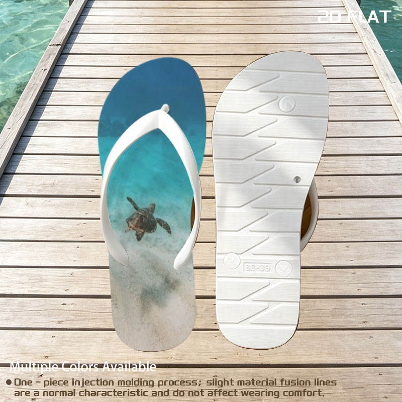 Sea turtle swimming in clear blue water over sandy ocean floor -  flip-flops