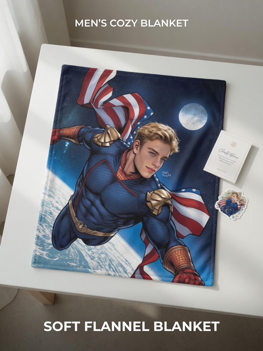 Custom Photo Superhero Flannel Fleece Blanket Personalized Face Portrait Warm Throw for Bed Sofa and Unique Gift