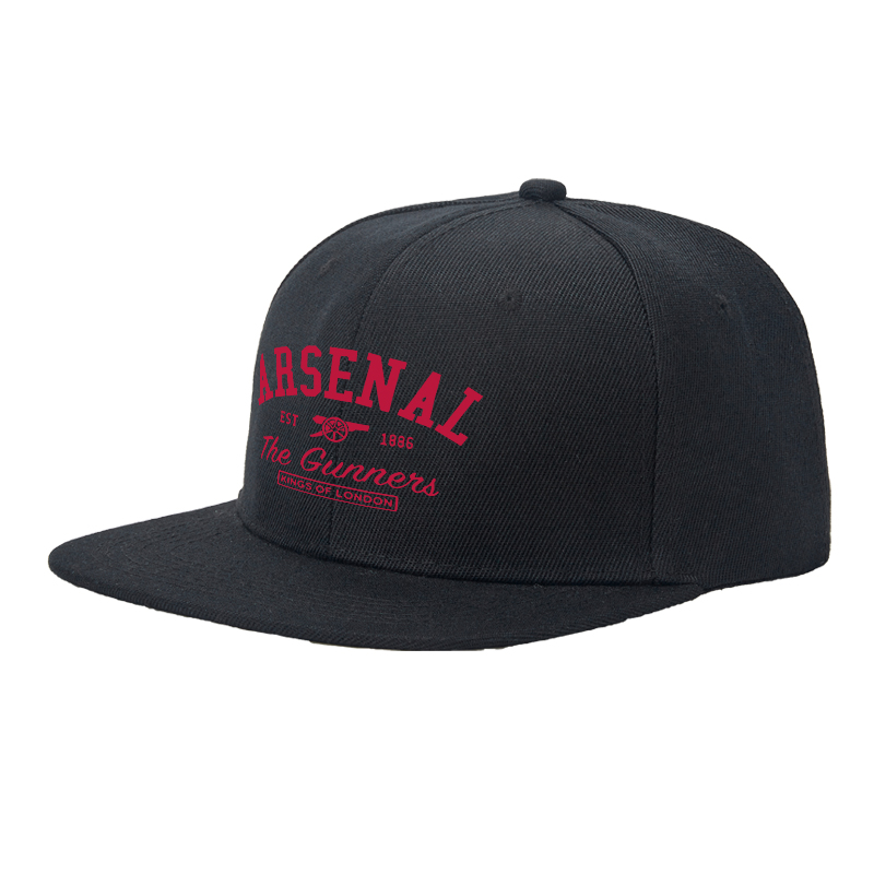 Flat Brim Baseball Cap Arsenal The Gunners Kings of London Logo Print Streetwear Underground Skate Style Hat for Basketball Court Skate Park Urban Players and Rap Artists