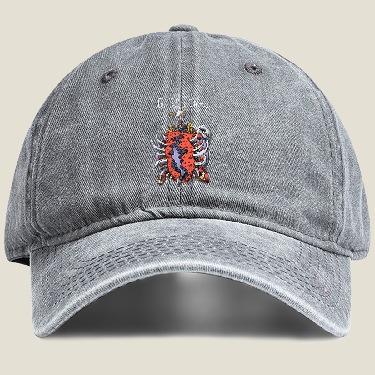 Le Petit King: The Skeletal Cat King and His Kingdom - Washed Denim - Baseball Cap