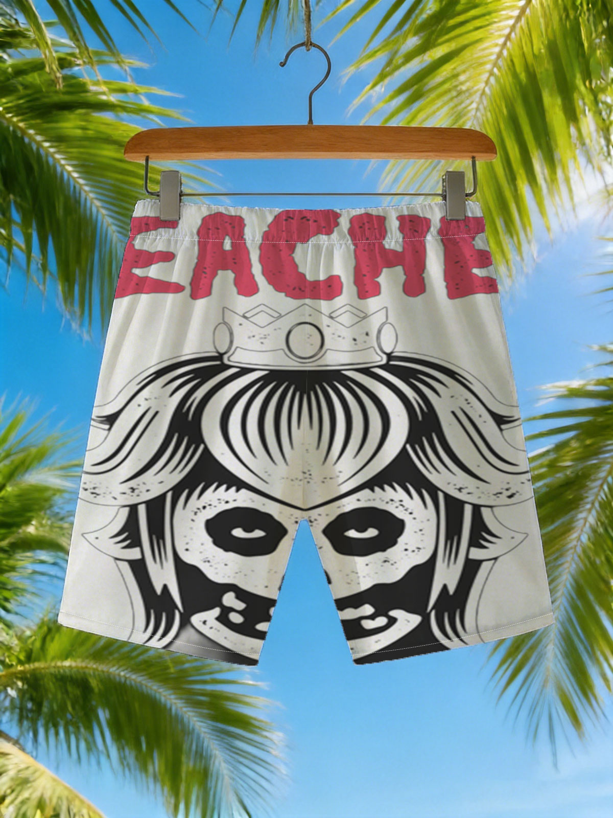 Peaches - Skull Queen with Crown -  Beach shorts