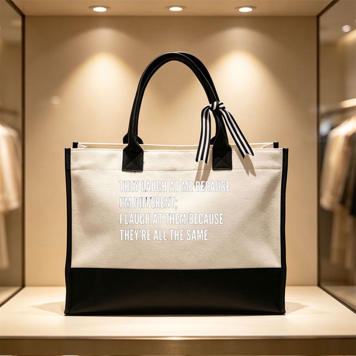 They Laugh at Me Because I'm Different; I Laugh at Them Because They're All the Same - Canvas patchwork gift tote bag