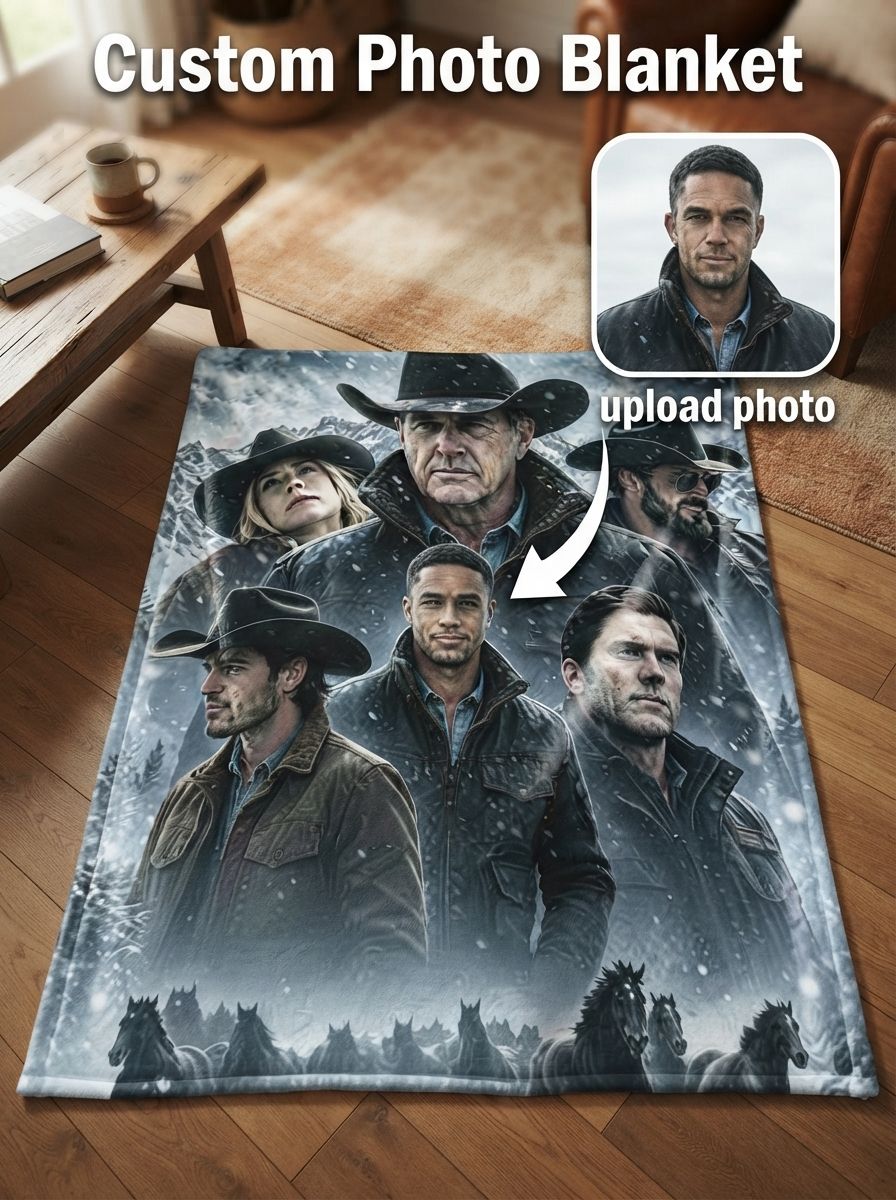 Custom Photo Western Ranchers Flannel Fleece Throw Blanket Ultra Soft Plush Personalized Gift for Bed Couch