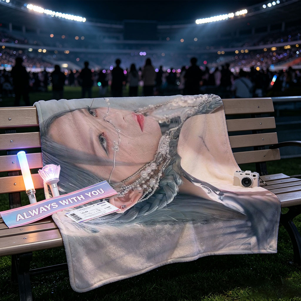 Jennie Blackpink Ice Queen Fantasy Portrait with Pearl Accessories and Silver Hair - Blankets