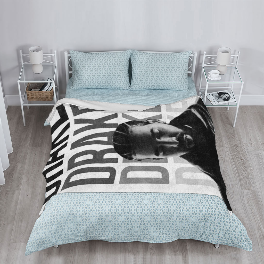 Drake in a Bold Monochrome Portrait with Stacked Name Typography - Blankets