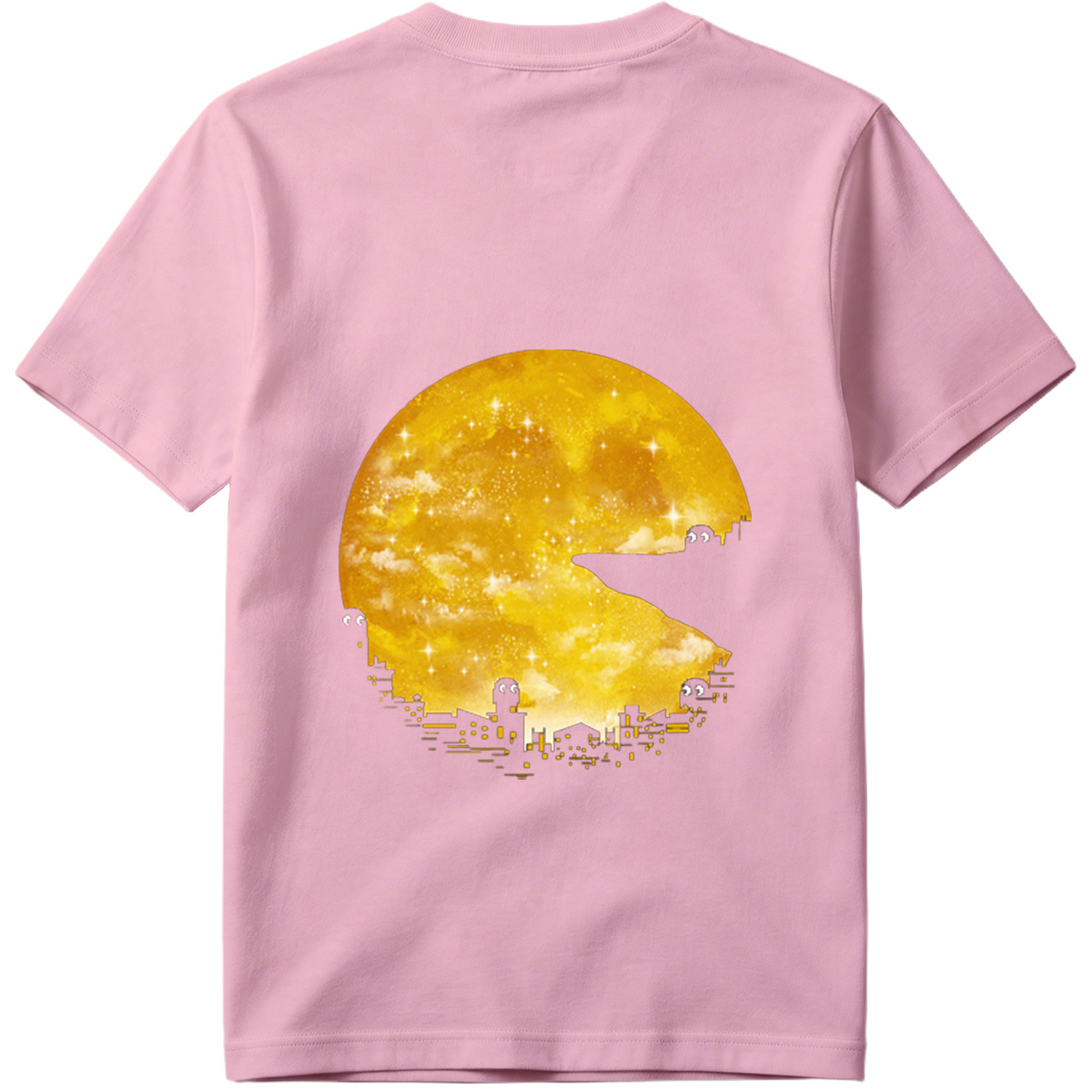Pac-Man Cityscape Under the Moon - Tee