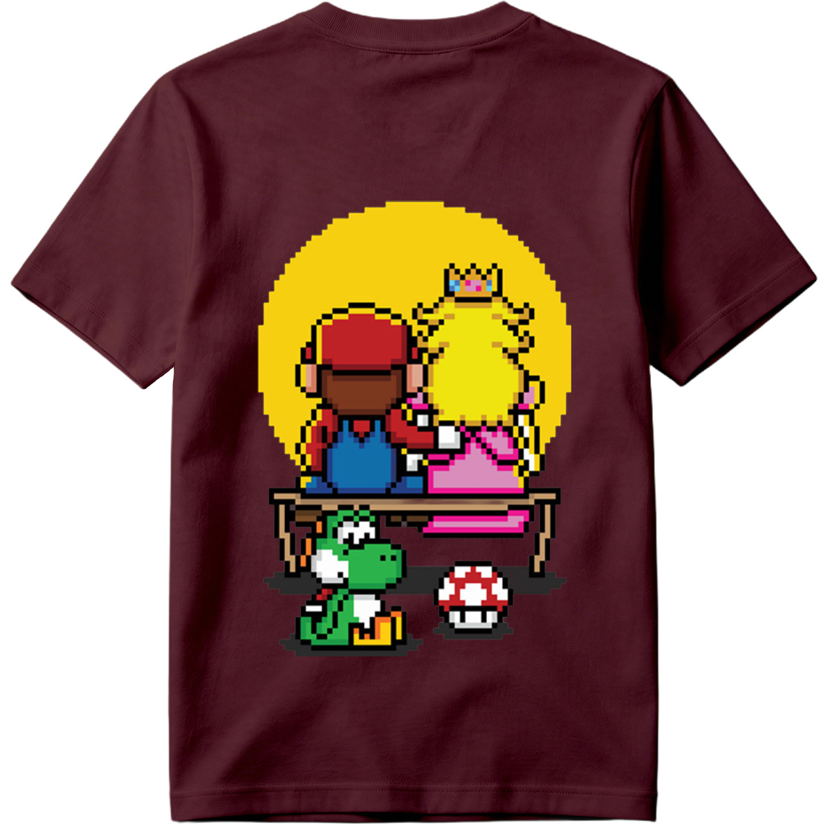 Mario and Peach Pixel Art with Yoshi and Mushroom - Tee