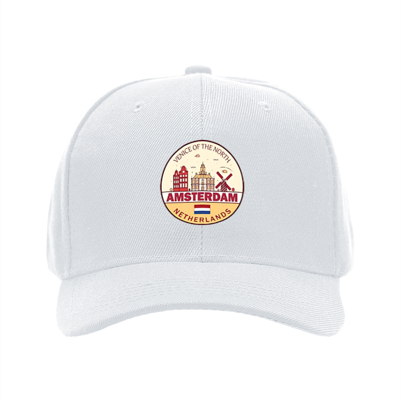 1pc New Baseball Cap Amsterdam Cityscape Print Venice of the North Design Unisex Adjustable Hat for Travel Outdoor Activities Adults and Teens
