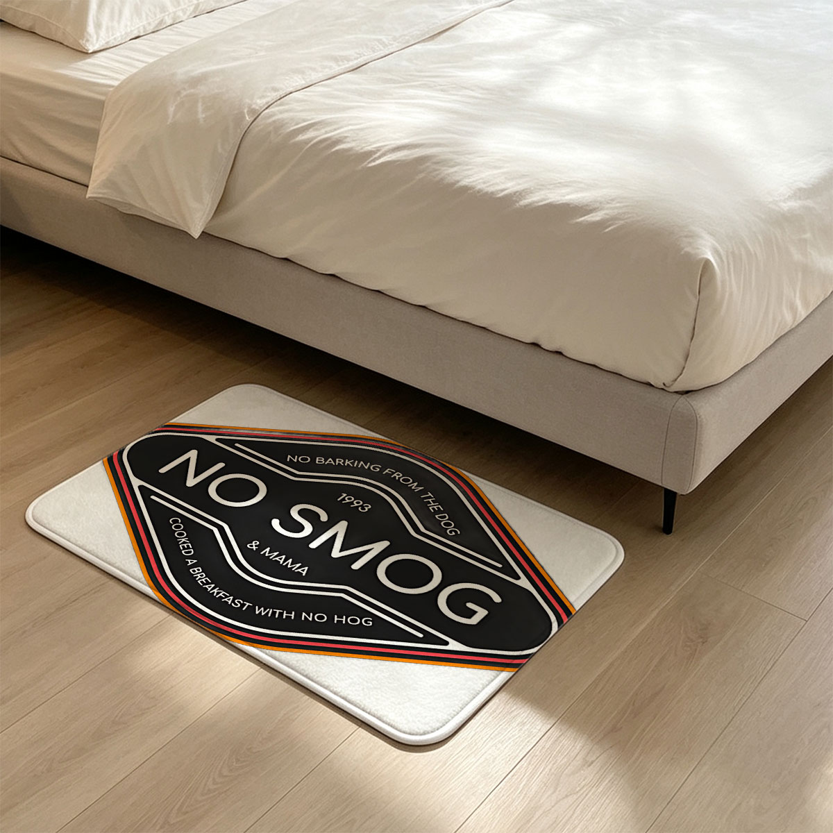 No Smog & Mama: 1993, No Barking from the Dog, Cooked a Breakfast with No Hog - Flannel floor mat
