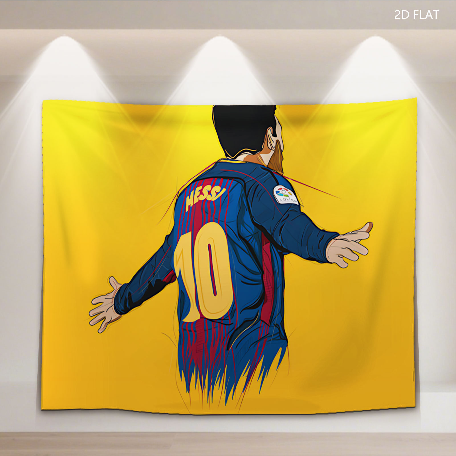 Messi in Barcelona Jersey, Number 10, Celebrating Goal - Tapestry