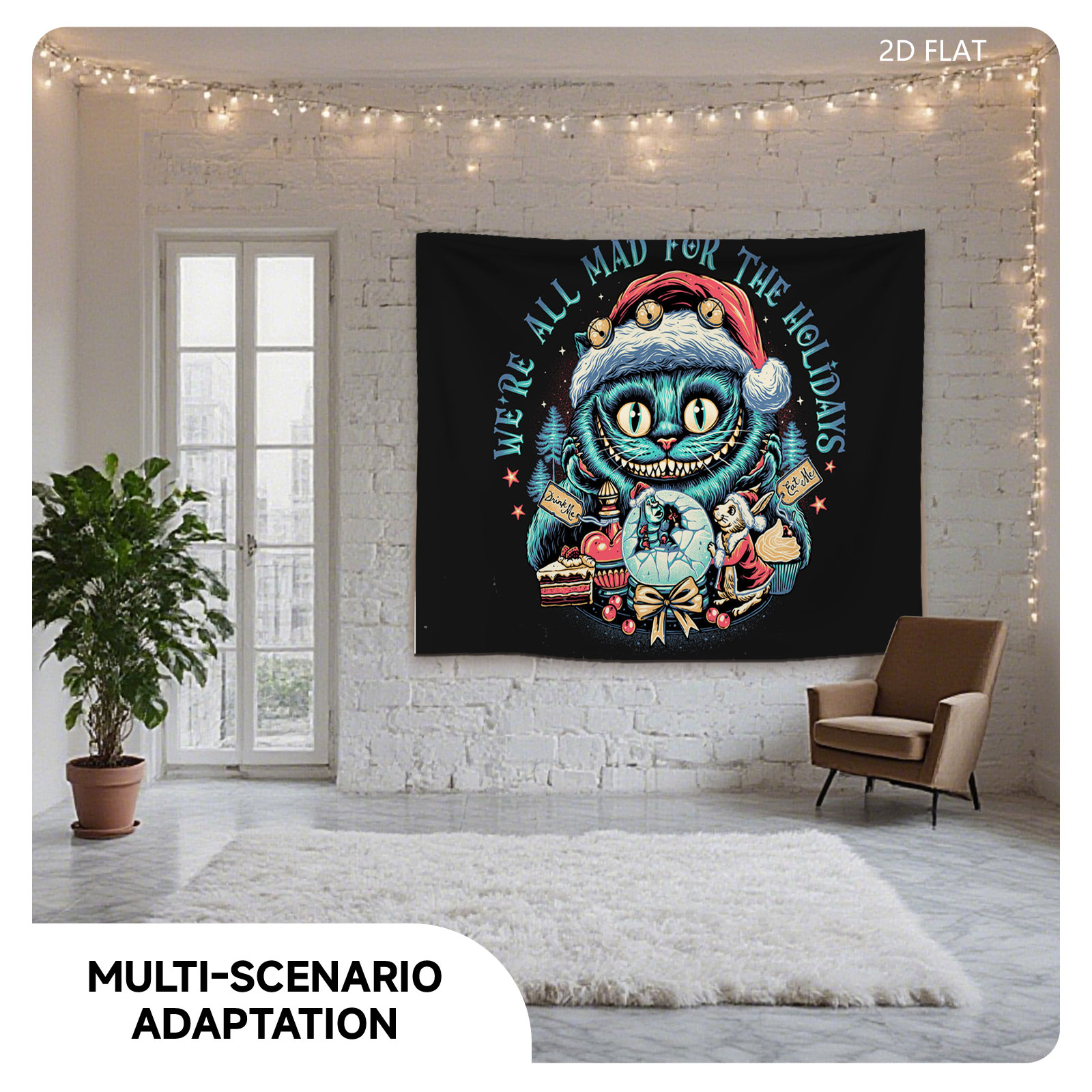 Cheshire Cat, White Rabbit, and Mad Hatter in Holiday Cheer: 