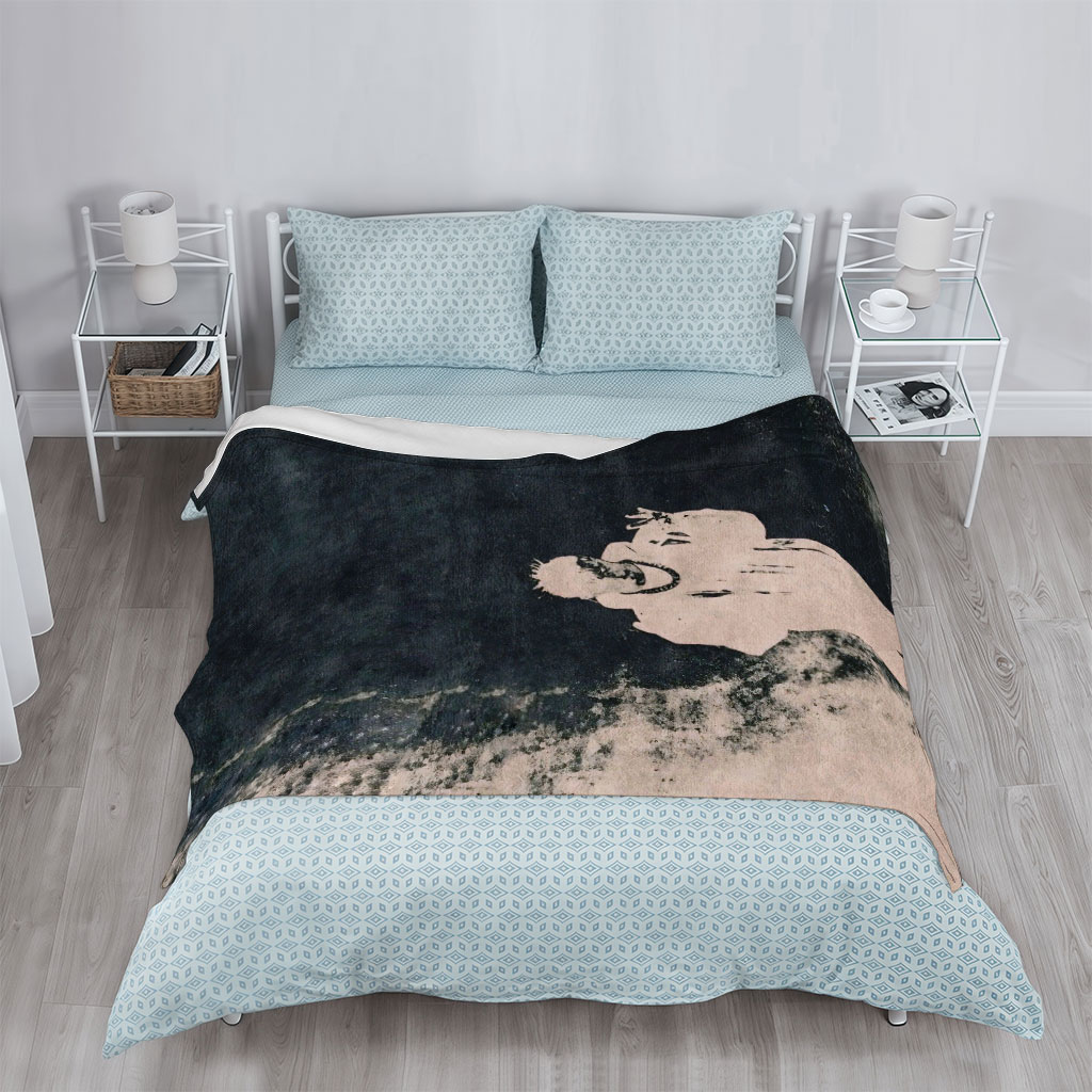 Lil Durk in Dark Urban Scene with High-Contrast Silhouette Art - Blankets