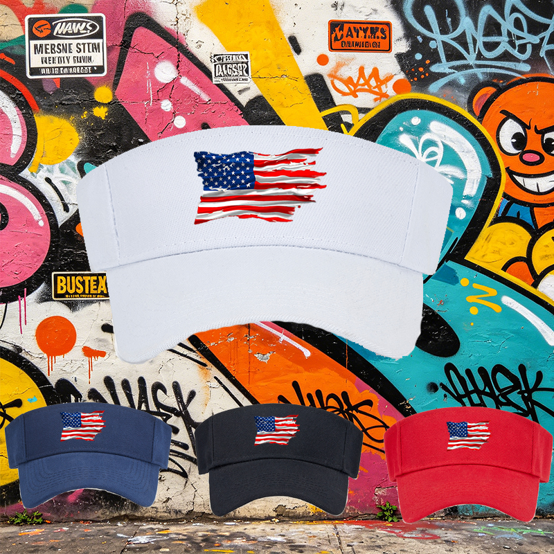 Unisex Classic Mesh Visor Hat with USA Flag Print - Lightweight Sun Protection Cap for Outdoor Activities, Perfect for Men and Women Who Love Patriotic Style and Casual Wear