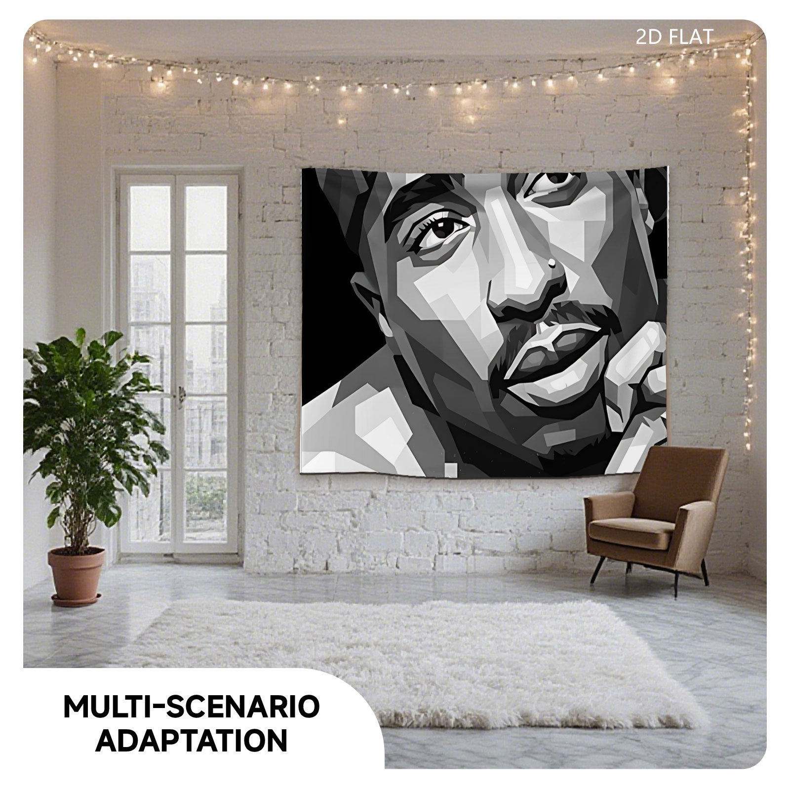 Pop Art Portrait of a Man Wearing HTM Cap and Chain Necklace - Tapestry