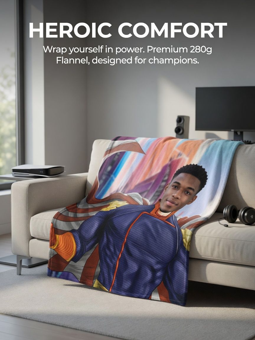Custom Photo Superhero Flannel Fleece Blanket Personalized Face Portrait Throw Lightweight Soft Cozy Bed Couch Gift