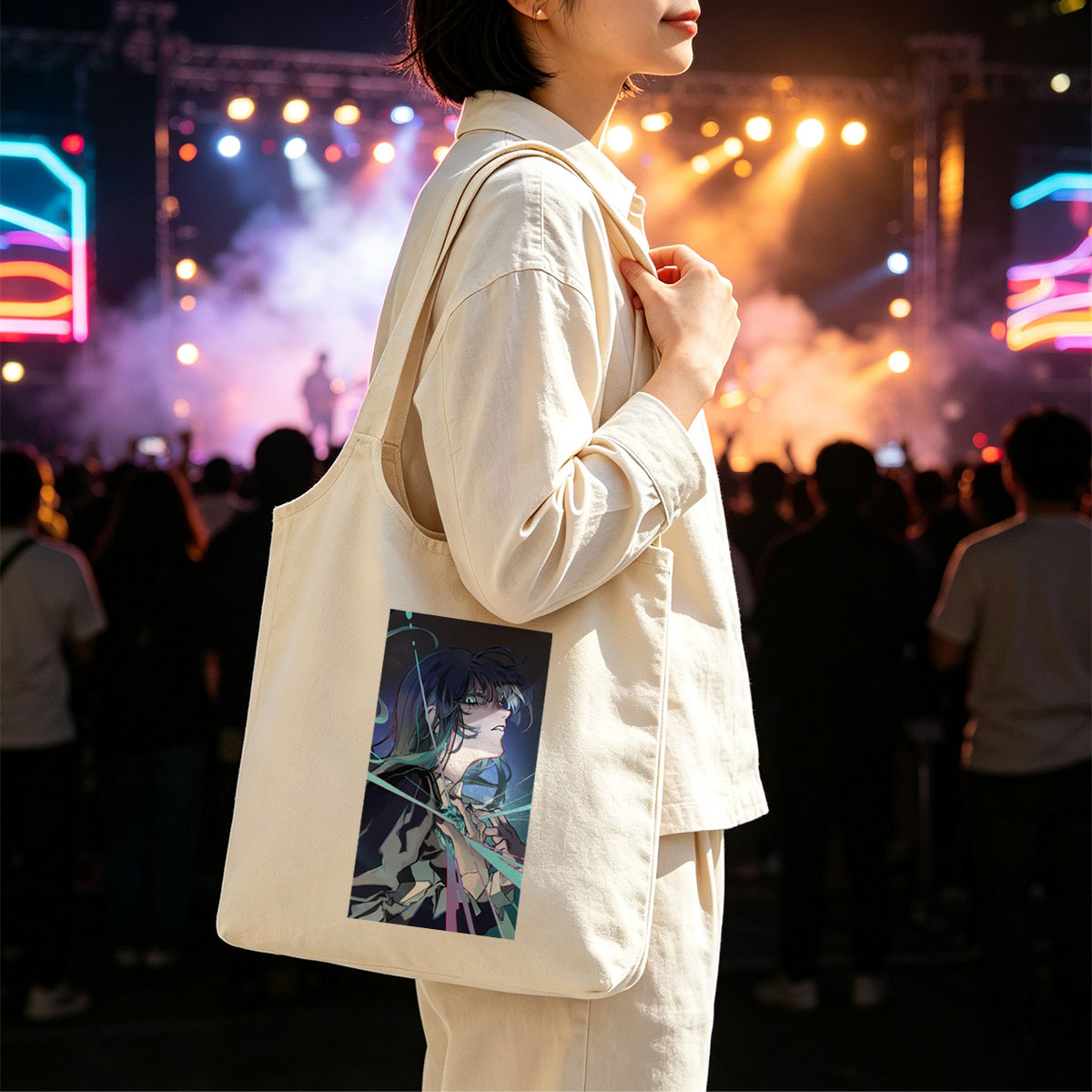 No celebrity or band is present in the image. - Canvas shoulder bags/