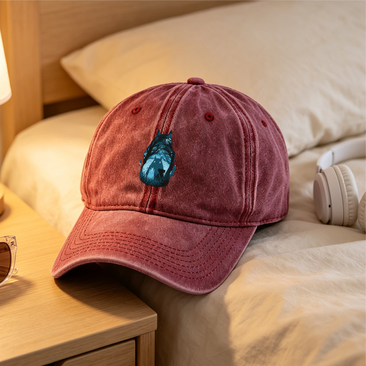 Totoro and Friends in the Moonlit Forest - Washed Denim - Baseball Cap