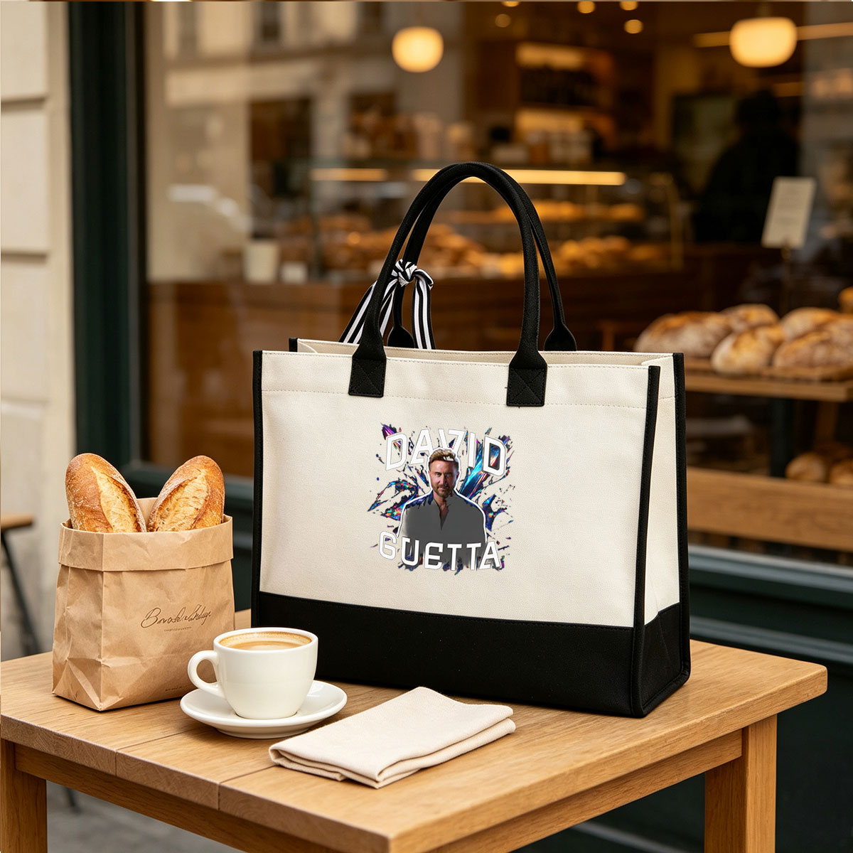 David Guetta: Music Producer and DJ Icon - Canvas patchwork gift tote bag