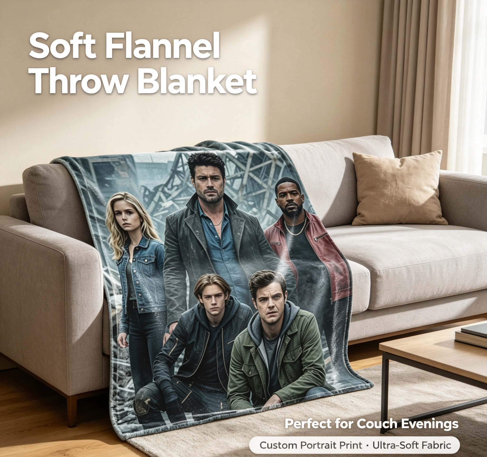 Custom Face Blanket The Boys 5 Flannel Blanket for Couch, Bed, or Travel – Perfect Gift for Fans of the Superhero Series
