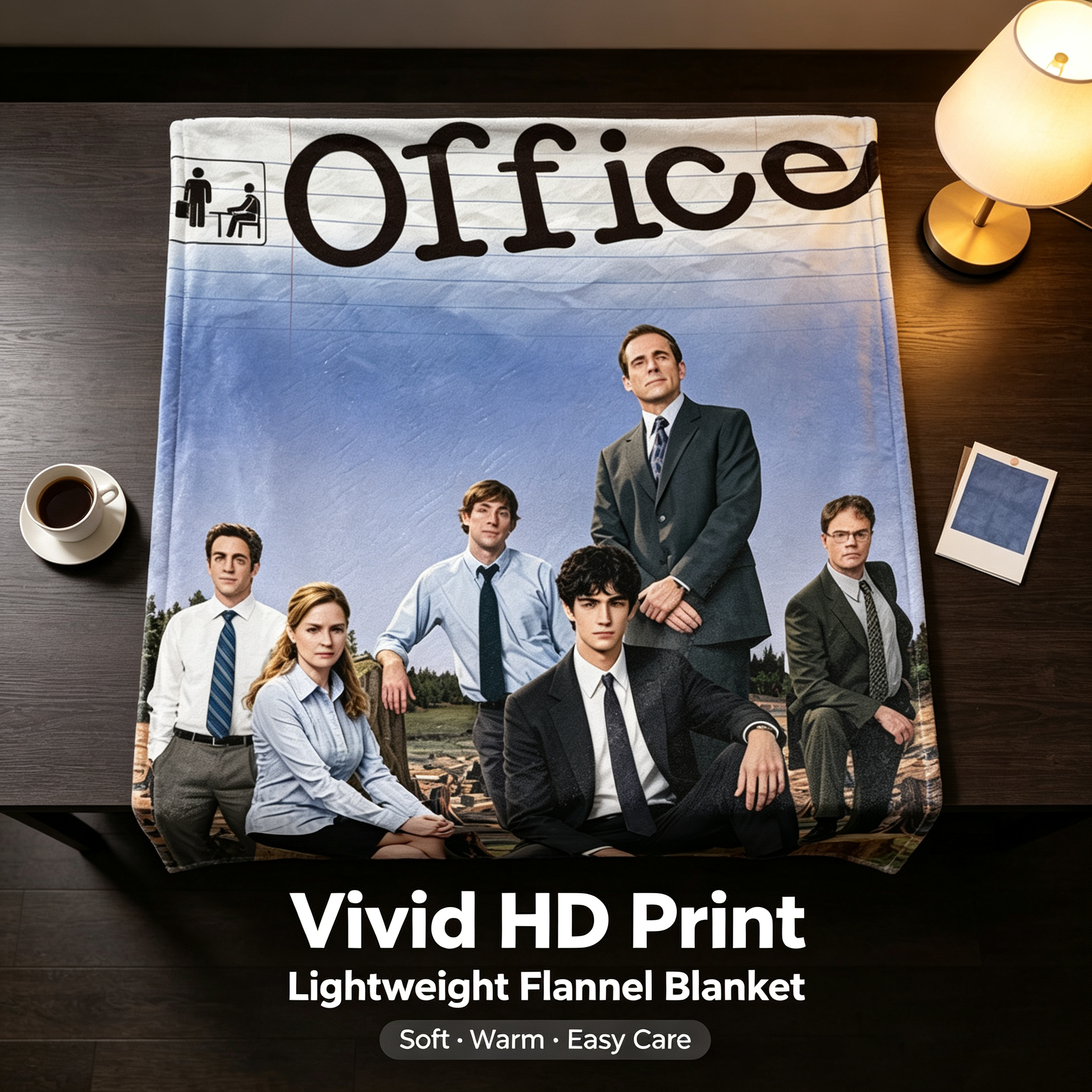 Custom Face Blanket The Office TV Show Characters Flannel Blanket Cozy Living Room Gift for Fans and Office Lovers