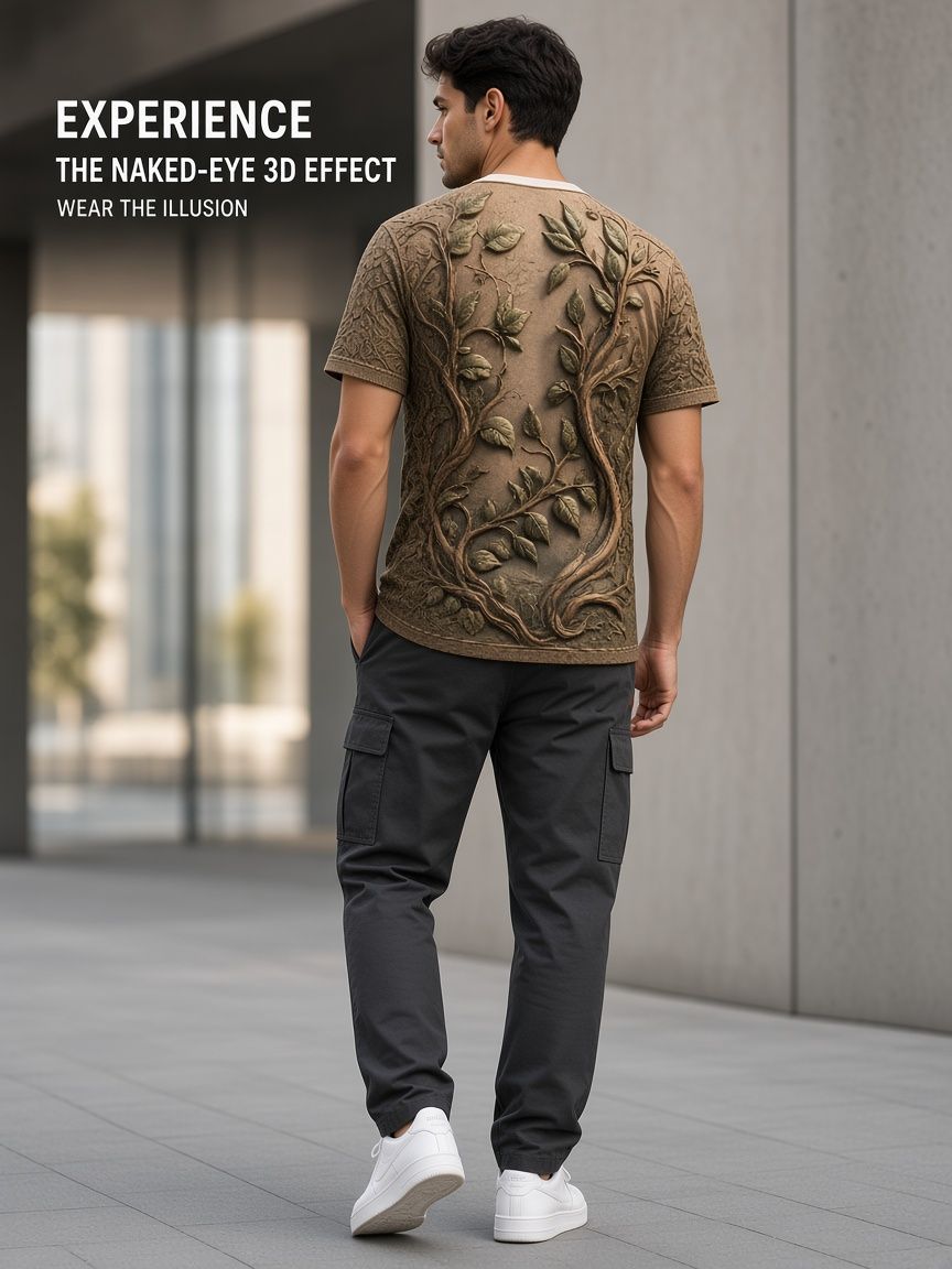Hugging Raccoons Wood Carving 3D Optical Illusion Graphic Tee Breathable Athletic Mesh T-Shirt Casual and Sports Wear