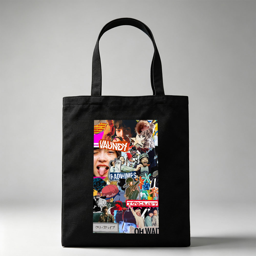RADWIMPS Collage Featuring Band Members and Vibrant Pop Culture Imagery - Canvas tote bags