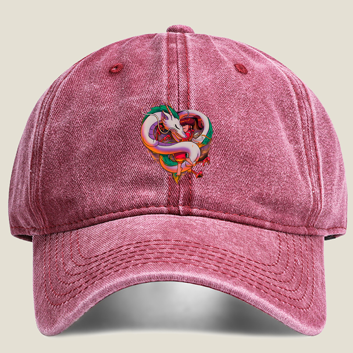 Mulan and the Dragon - Washed Denim - Baseball Cap