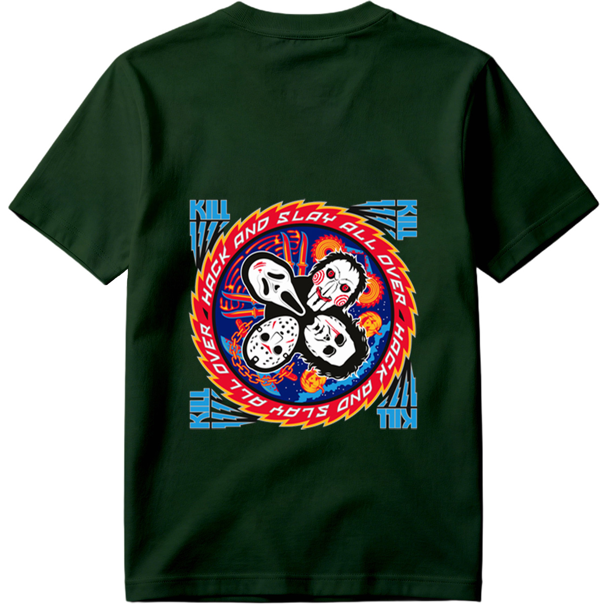 Halloween Horror Icons: Michael Myers, Ghostface, Leatherface, and Jigsaw - Tee