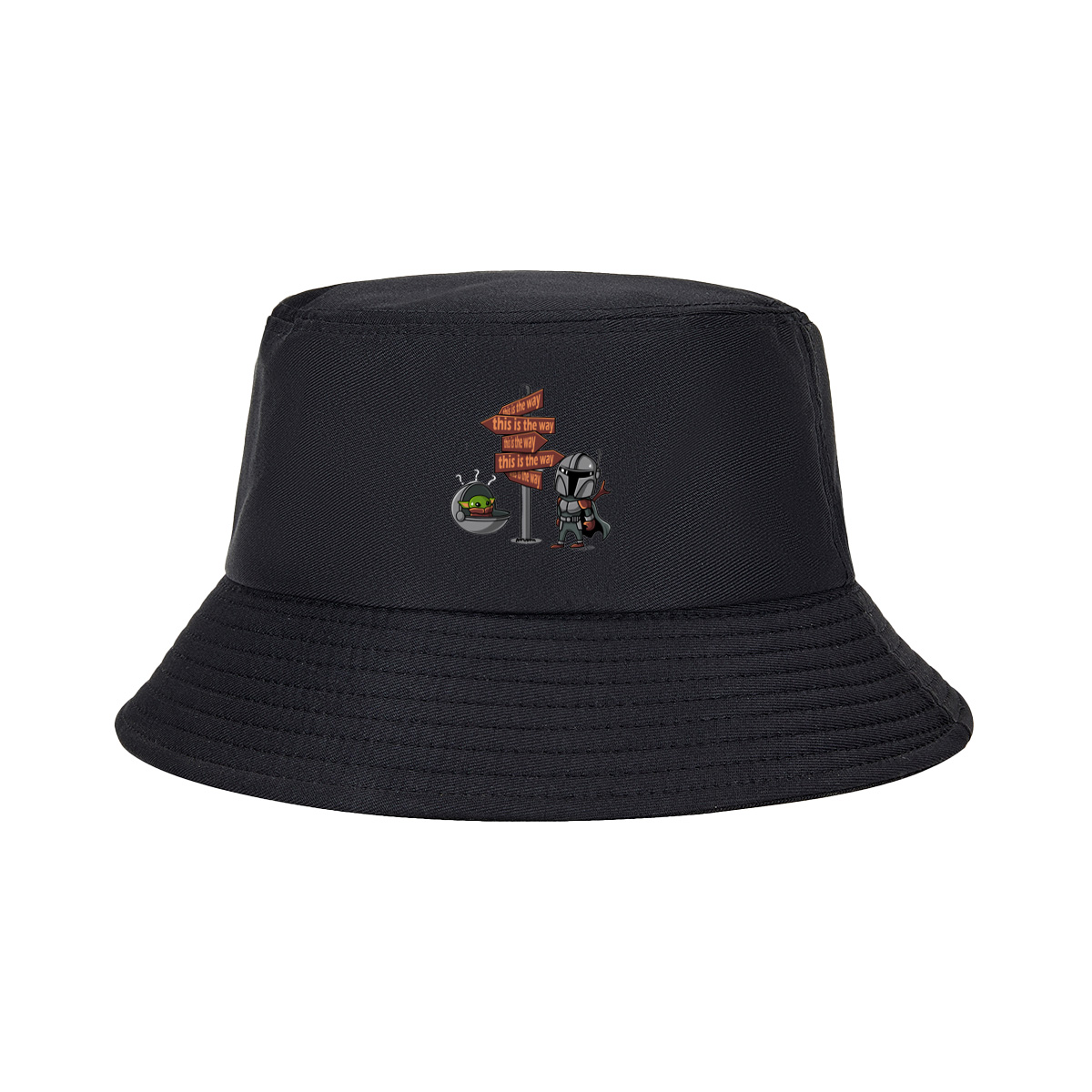 The Mandalorian and Grogu at Crossroads Sign - Fisherman's Hat