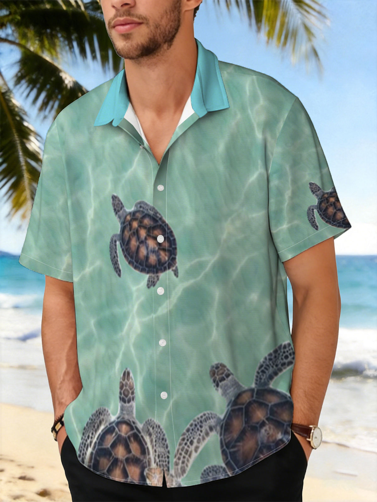 Sea turtles swimming in clear turquoise water -  Shirt