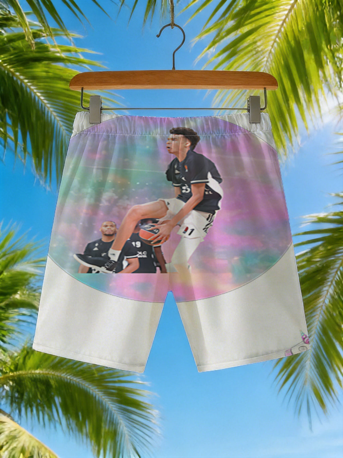 Victor Wembanyama Basketball Player with Unicorn Theme -  Beach shorts