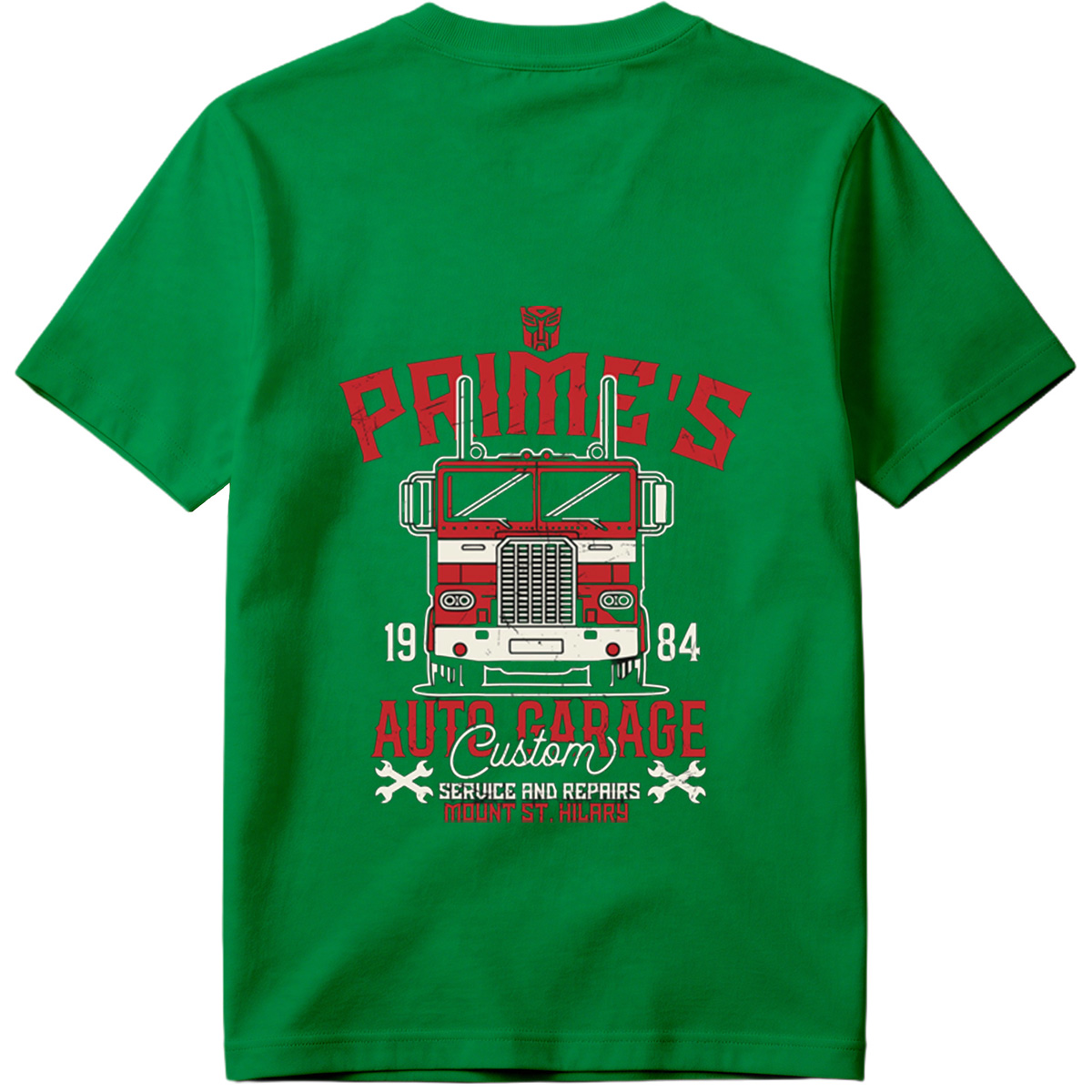 Transformers Optimus Prime Auto Garage T-Shirt Design - Tee