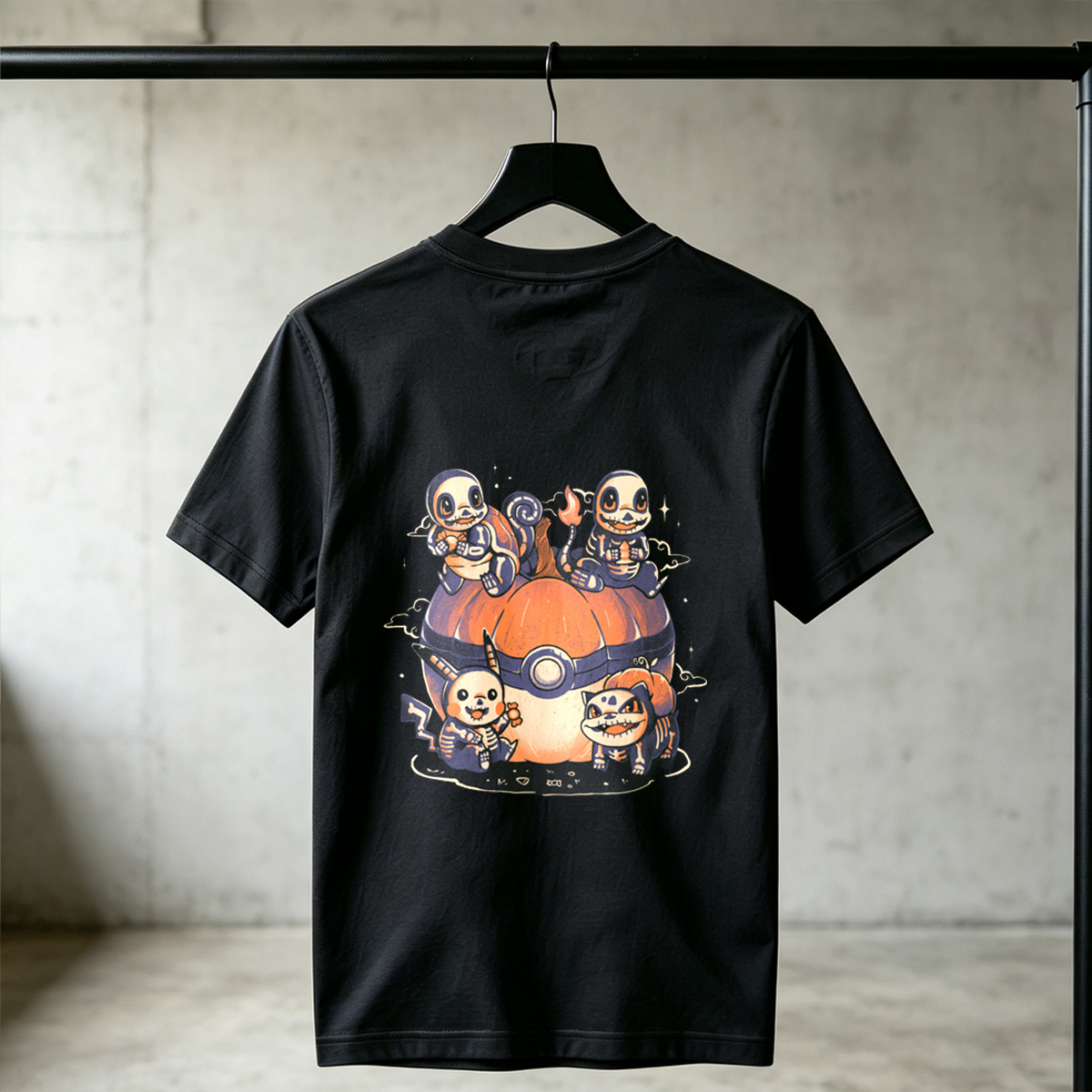 Pokémon: Skeleton Eeveelutions on a Pokéball Pumpkin - Tee
